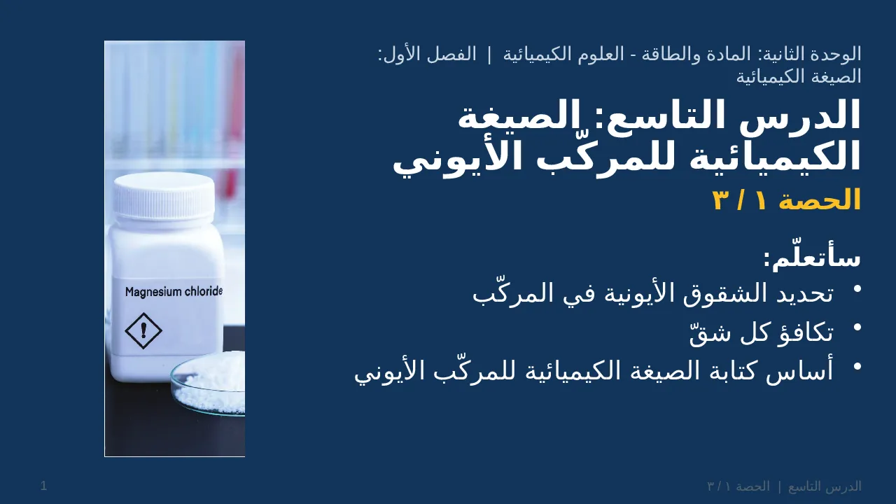 الصيغة الكيميائية للمركّب الأيوني — شريحة 1 من 37